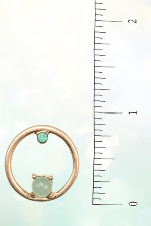 GEMSTONE ACCENT ROUND DROP STUD EARRING