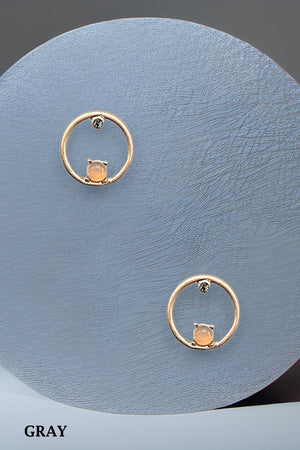 GEMSTONE ACCENT ROUND DROP STUD EARRING