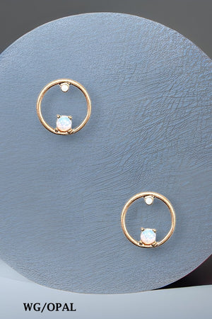 GEMSTONE ACCENT ROUND DROP STUD EARRING