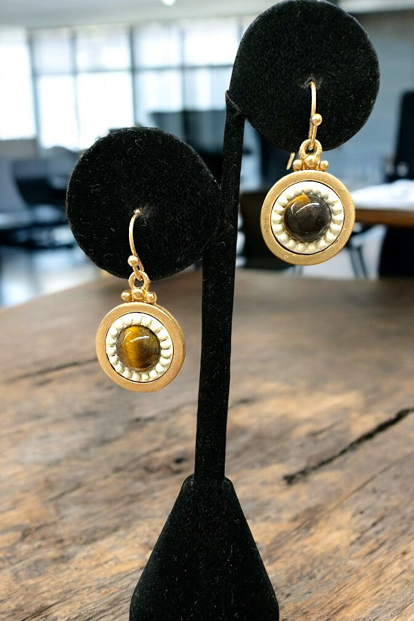 Gem Centered Round Dangle Earring