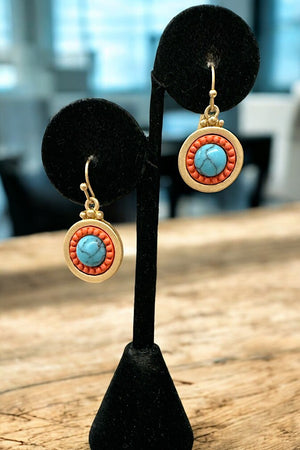 Gem Centered Round Dangle Earring