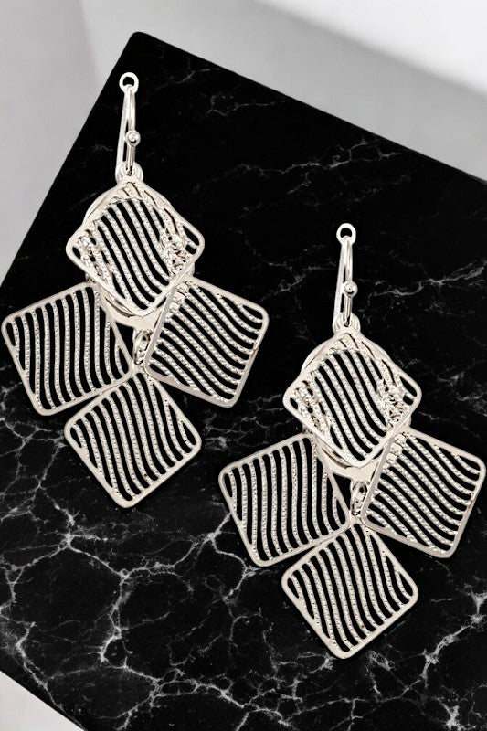 Multi Square Link Dangle Earring