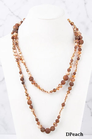 ELONGATED SEMI PRECIOUS BEAD SINGLE STRAND NECKLACE