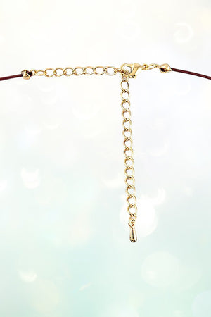 ELEPHANT CUT OUT PENDANT CORD CHOKER NECKLACE