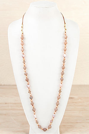 SEMI PRECIOUS STONE BEADED ELONGATED NECKLACE