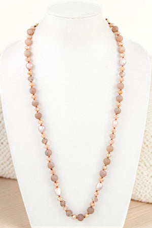 SEMI PRECIOUS STONE BEADED ELONGATED NECKLACE