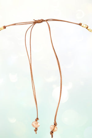 SEMI PRECIOUS STONE BEADED ELONGATED NECKLACE