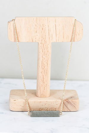 SEMI NATURAL STONE BAR PENDANT NECKLACE