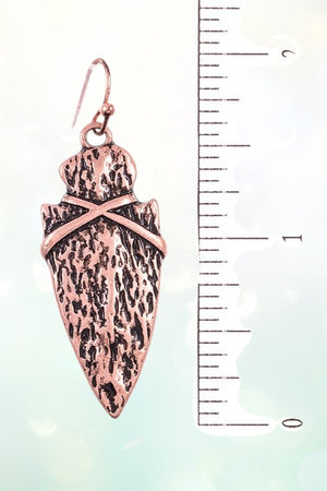 WESTERN ETCHED ARROWHEAD DANGLE EARRING
