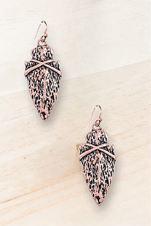 WESTERN ETCHED ARROWHEAD DANGLE EARRING