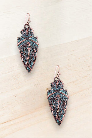 WESTERN ETCHED ARROWHEAD DANGLE EARRING