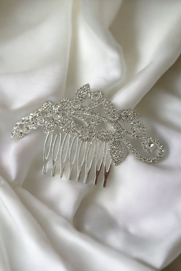 Floral Vine Rhinestone Gem Hair Comb Insert