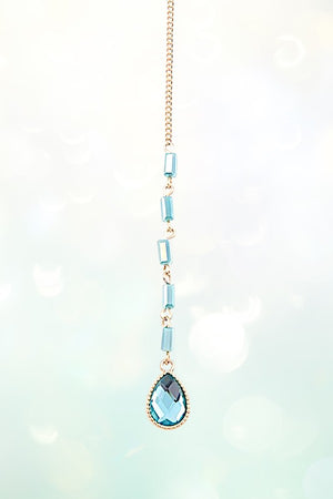 FACETED GLASS BEAD TEARDROP CRYSTAL PENDANT Y NECKLACE