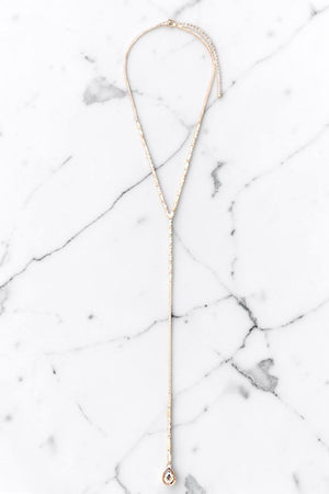 FACETED GLASS BEAD TEARDROP CRYSTAL PENDANT Y NECKLACE