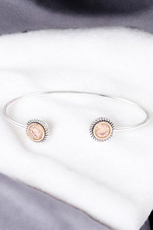 Cubic ZIrconia Stone Tip  Bangle Bracelet