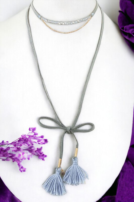 Wrapped Choker Tassel Necklace