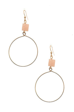 CUBE GEM CIRCLE DROP EARRING