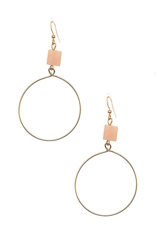 CUBE GEM CIRCLE DROP EARRING