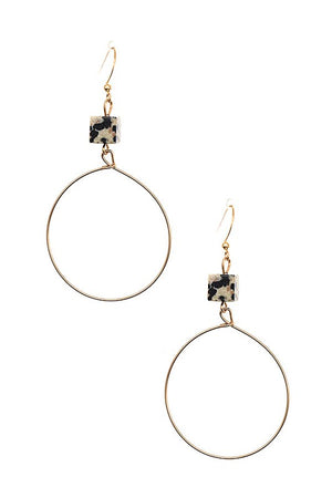 CUBE GEM CIRCLE DROP EARRING