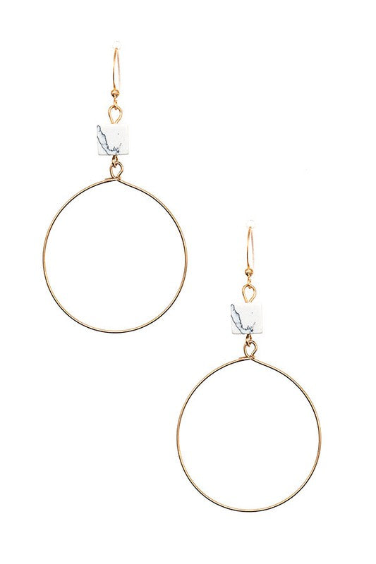 CUBE GEM CIRCLE DROP EARRING