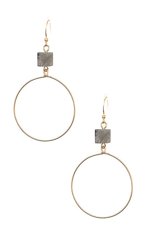 CUBE GEM CIRCLE DROP EARRING