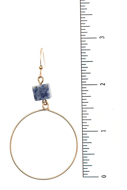 CUBE GEM CIRCLE DROP EARRING