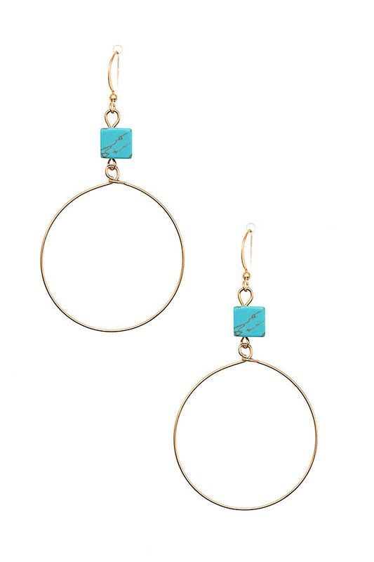 CUBE GEM CIRCLE DROP EARRING