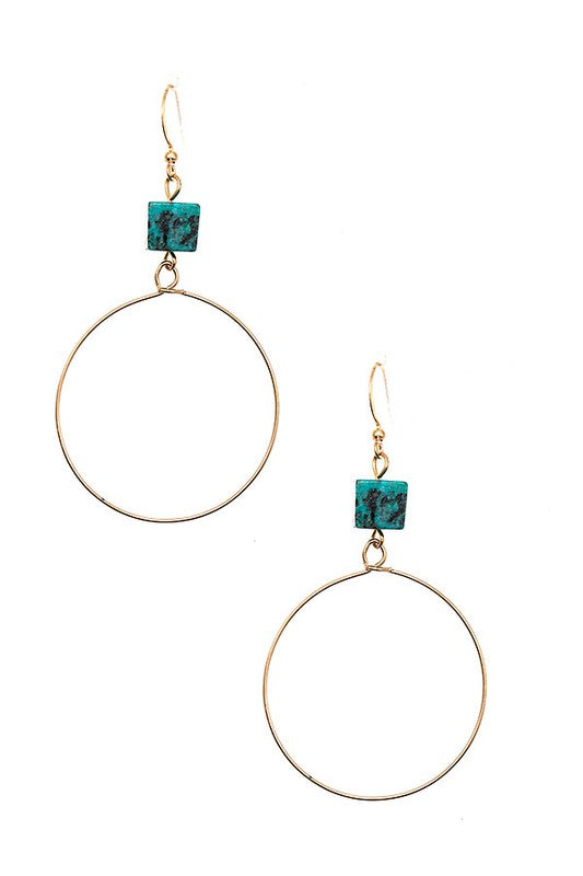 CUBE GEM CIRCLE DROP EARRING