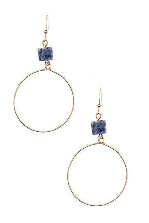 CUBE GEM CIRCLE DROP EARRING