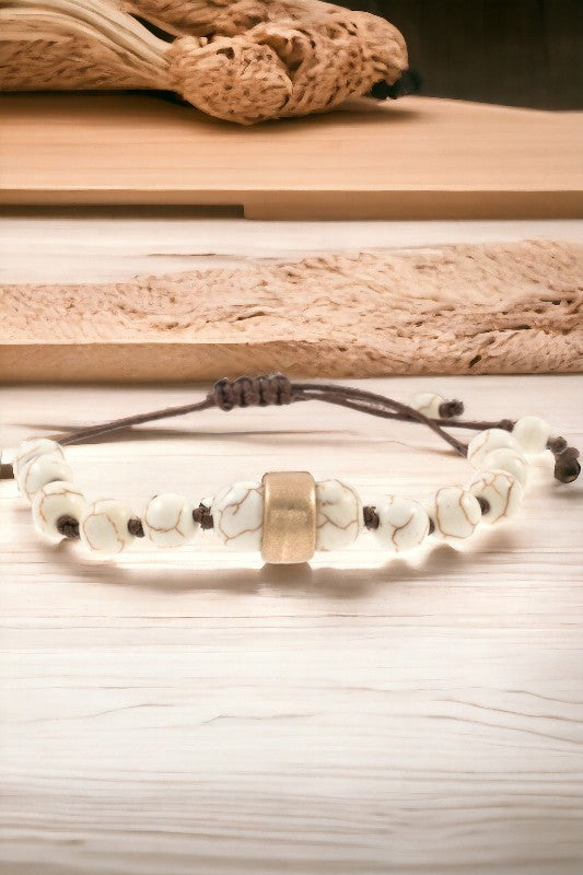 Gemstone Bead Cord Bracelet