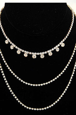 MULTI LAYERED RHINESTONE PAVE NECKLACE
