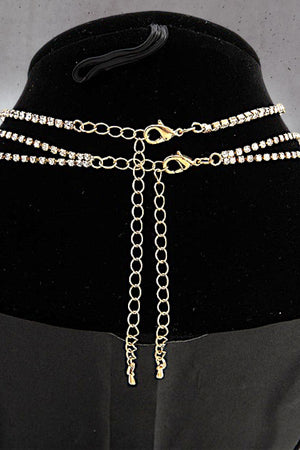 MULTI LAYERED RHINESTONE PAVE NECKLACE