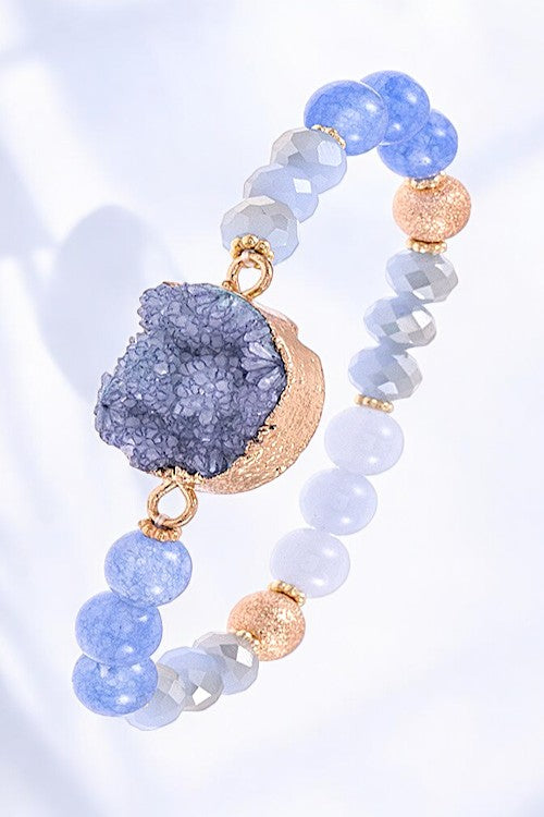 Mix Bead Druzy Stone Accent Bracelet