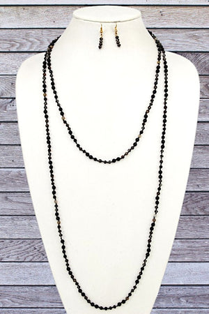 GEM BEAD ELONGATED NECKLACE SET