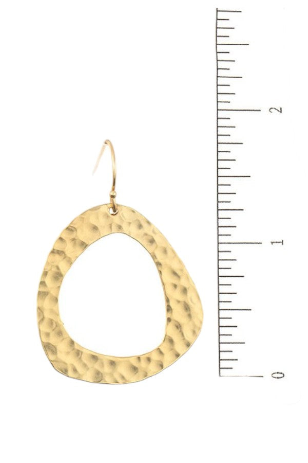 HAMMERED CIRCLE CUT OUT  DANGLE EARRING