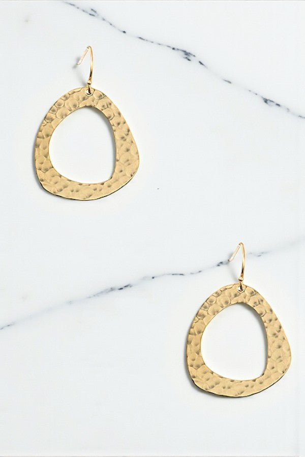 HAMMERED CIRCLE CUT OUT  DANGLE EARRING