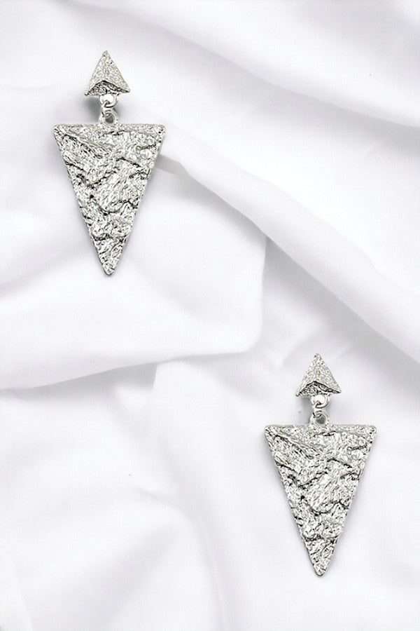 TEXTURED TRIANGLE DROP EARRING