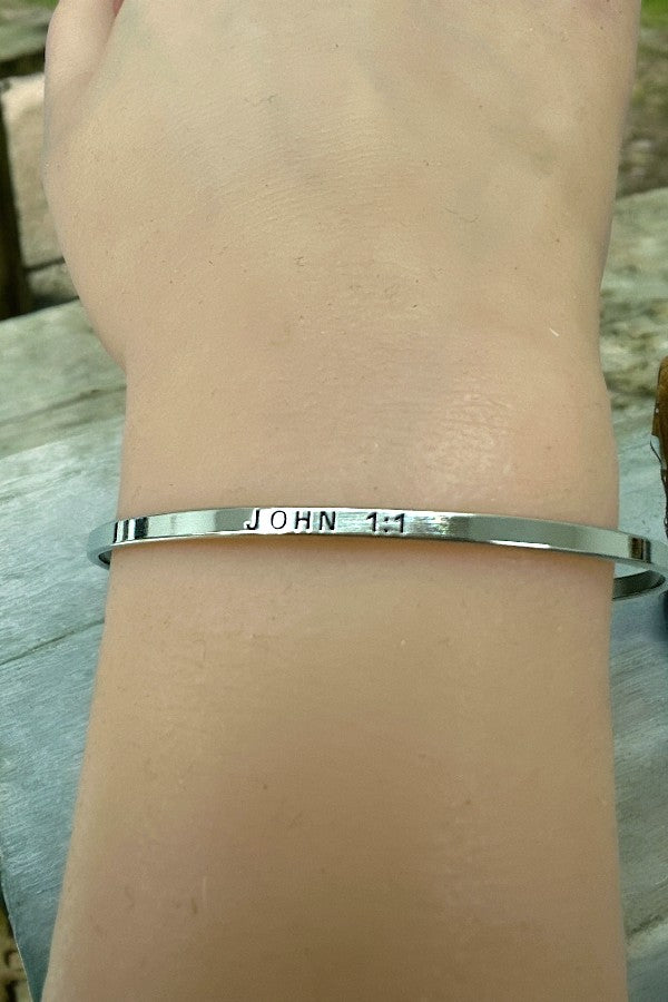 John 1-1 Etched Bangle Bracelet