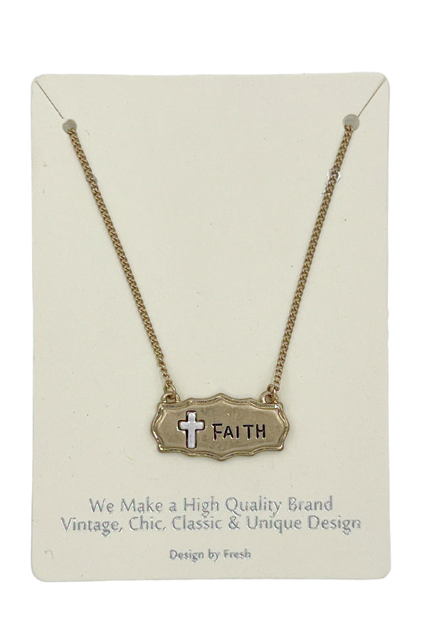 Etched Faith Pendant Necklace