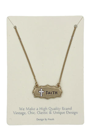 Etched Faith Pendant Necklace