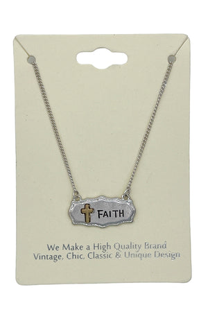 Etched Faith Pendant Necklace