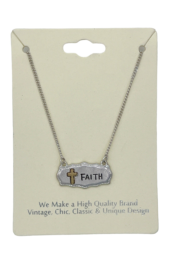 Etched Faith Pendant Necklace