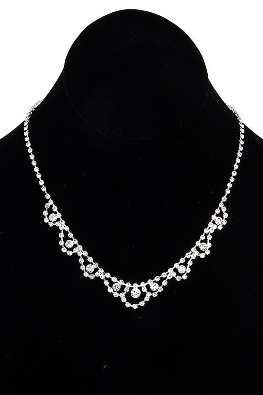 SCALLOPED RHINESTONE FORMAL NECKLACE