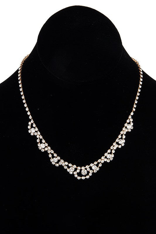 SCALLOPED RHINESTONE FORMAL NECKLACE