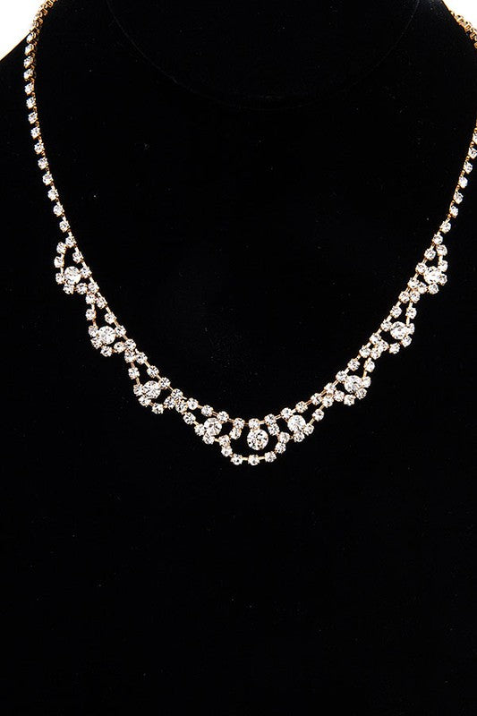 SCALLOPED RHINESTONE FORMAL NECKLACE