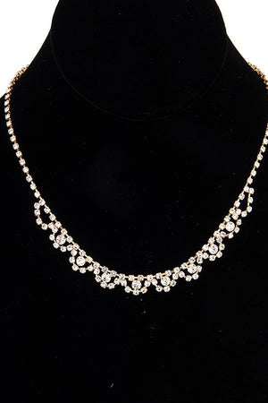 SCALLOPED RHINESTONE PAVE FORMAL NECKLACE