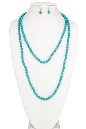 ELONGATED GEMSTONE BEAD NECKLACE SET