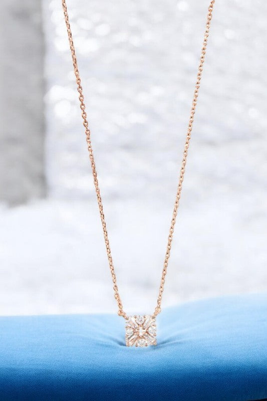 Mix CZ Stone Ornate Pendant Necklace