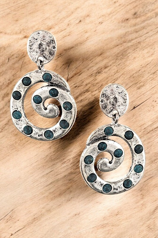 Studded Swirl Accent Dangle Earring