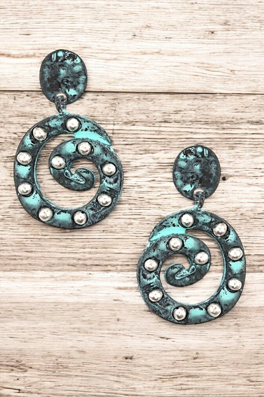 Studded Swirl Accent Dangle Earring